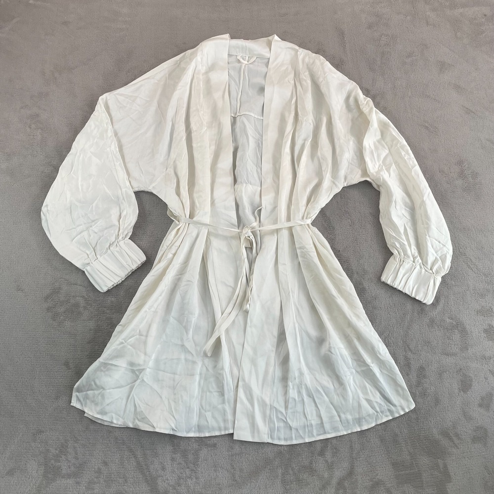 LUNYA Washable Silk Robe Women Large Tranquil White Removal Belt‎ Pockets $278